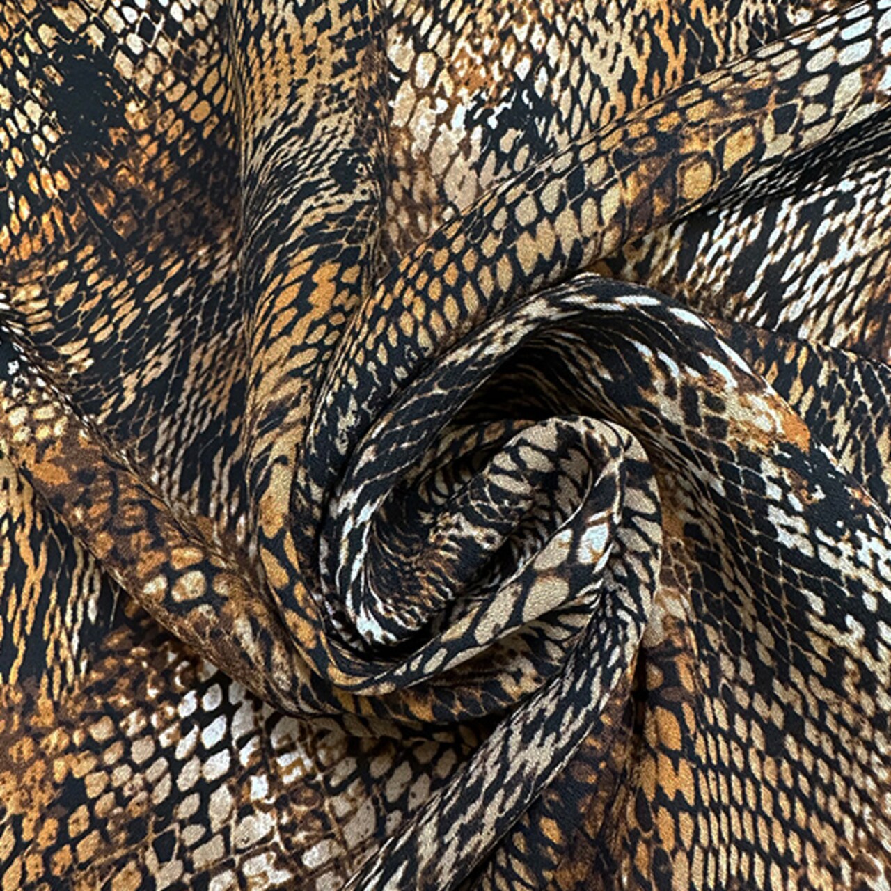 Brown Multi Snakeskin Animal Print Poly Georgette Fabric By the Yard